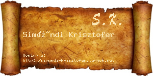 Simándi Krisztofer névjegykártya